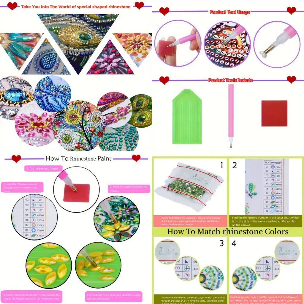 6-piece DIY Diamond Art Crystal Painting Bookmark Feather Bookmark