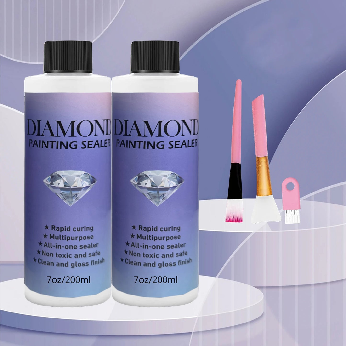 60ML/ 120ML/ 200ML Diamond Painting Sealer With 3 Pcs Brushes Diamond Painting Glue Permanent Hold & Shine
