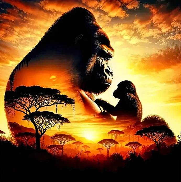 HUACAN Diamond Painting Sunset Elephant Handmade 5D DIY Full Square / Round Drills