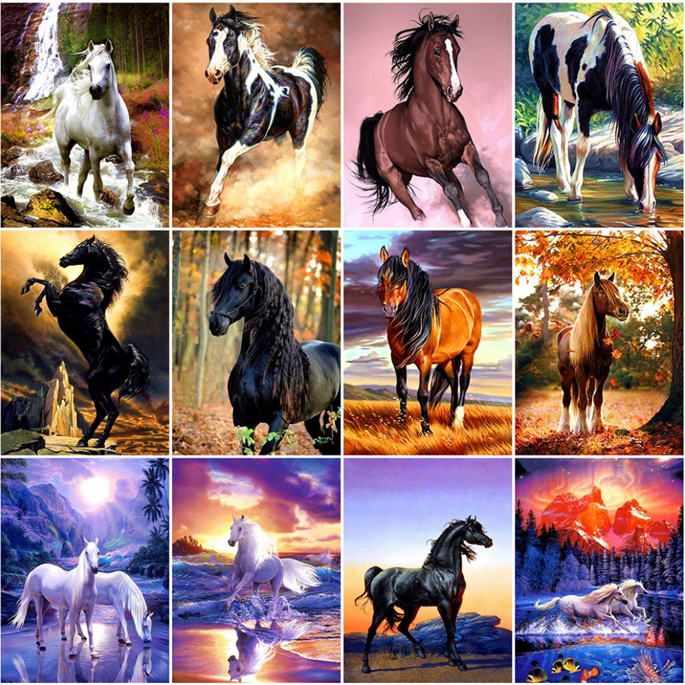 Yumeart DIY Diamonds Painting Horse Mosaic Full Square Drills