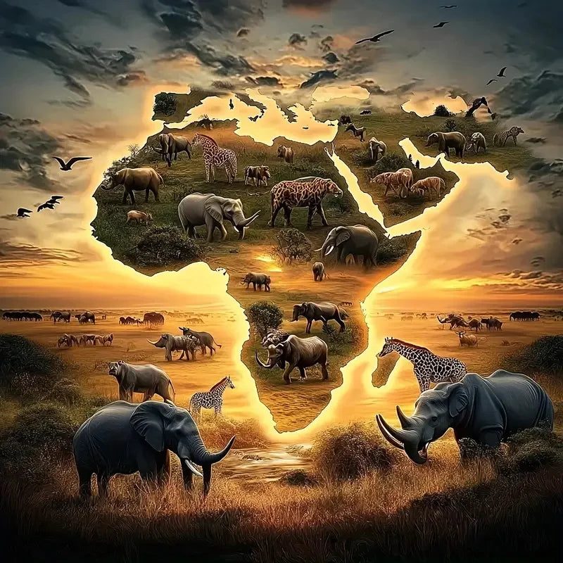 HUACAN Diamond Painting Sunset Elephant Handmade 5D DIY Full Square / Round Drills