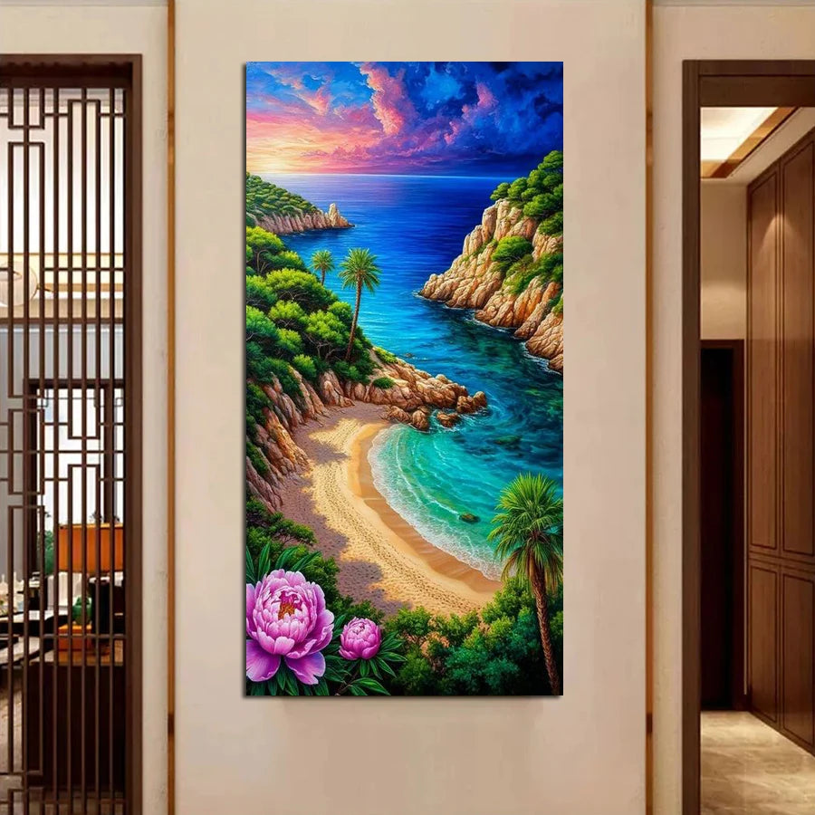 Beautiful Sea Scenery Picture Large Size Diy Diamond Art Painting Landscape Full Square Round Drill Mosaic Embroidery Kits