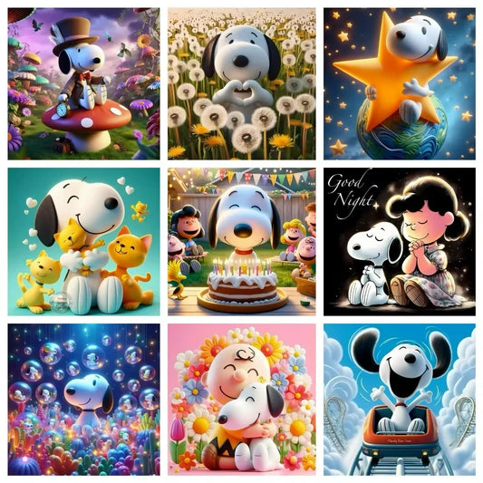 Snoopy Cartoon 5D DIY Art Diamond Round Drills