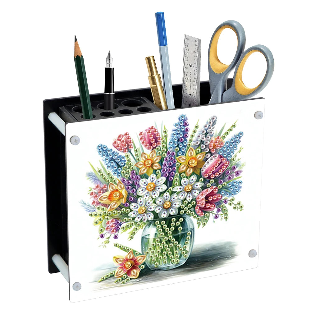 Creative Acrylic Diamond Painting Pencil Holder DIY Kit for Unique Desk Organization and Stress Relief Fun