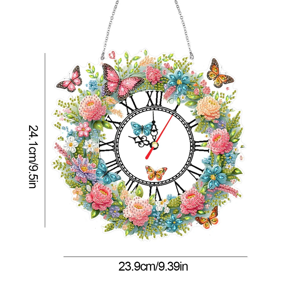 DIY Diamond Painting Kit Flower / Clock Decor, Diamond Painting For Coffee Living Room Home Decor Hanging Pendant