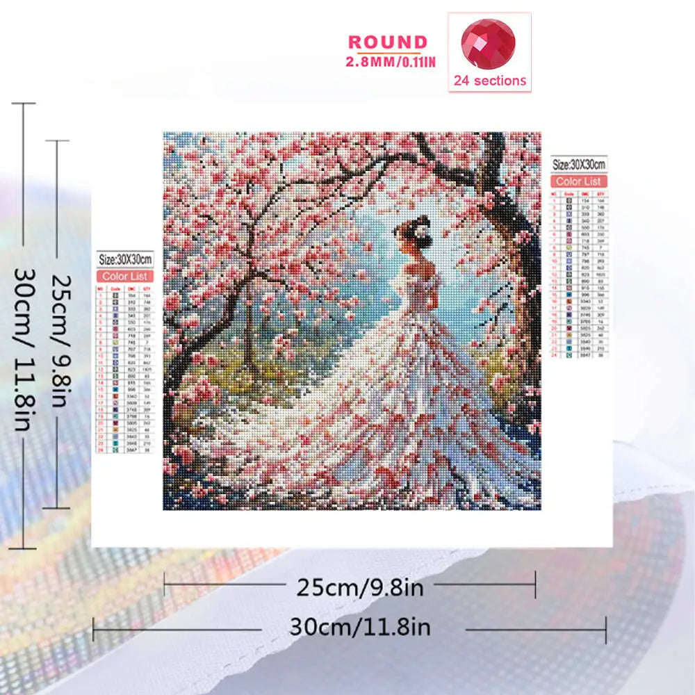Momoart Diamond Painting Woman Tree Flower Mosaic Full Square / Round Drills