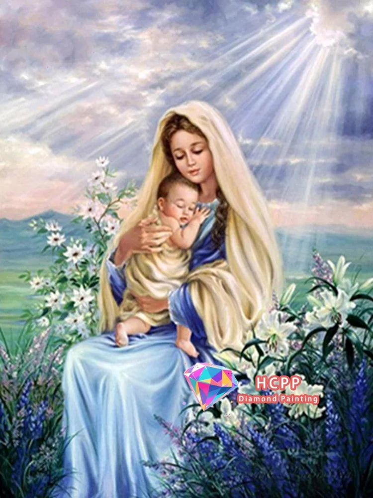 Jesus, Virgin Mary Diamond Painting Kit Square or Round Diamond 5D DIY Religious Mosaic