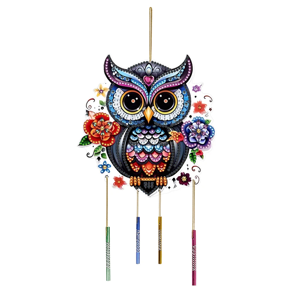 Double Sided Special Shaped Cute Animal Diamond Painting Hanging Wind Chime ,DIY 5D Crystal Rhinestone Wind Bell Kits Home Decor
