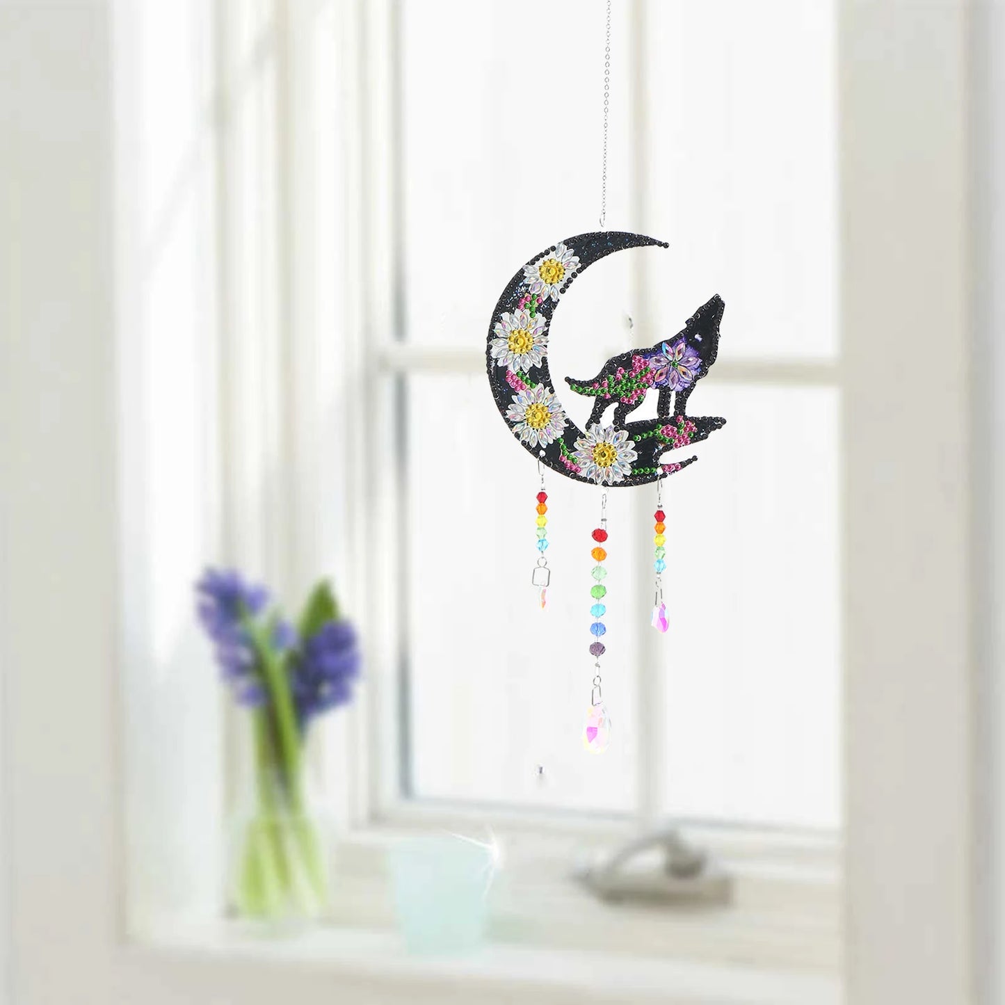 1pc/Set DIY Sun and Moon Diamond Painting Sun Catchers Double Sided Windchimes With Crystal Diamond Art
