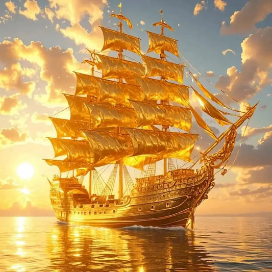 5D DIY Diamond Painting Gold Ship Full Round / Square Diamond