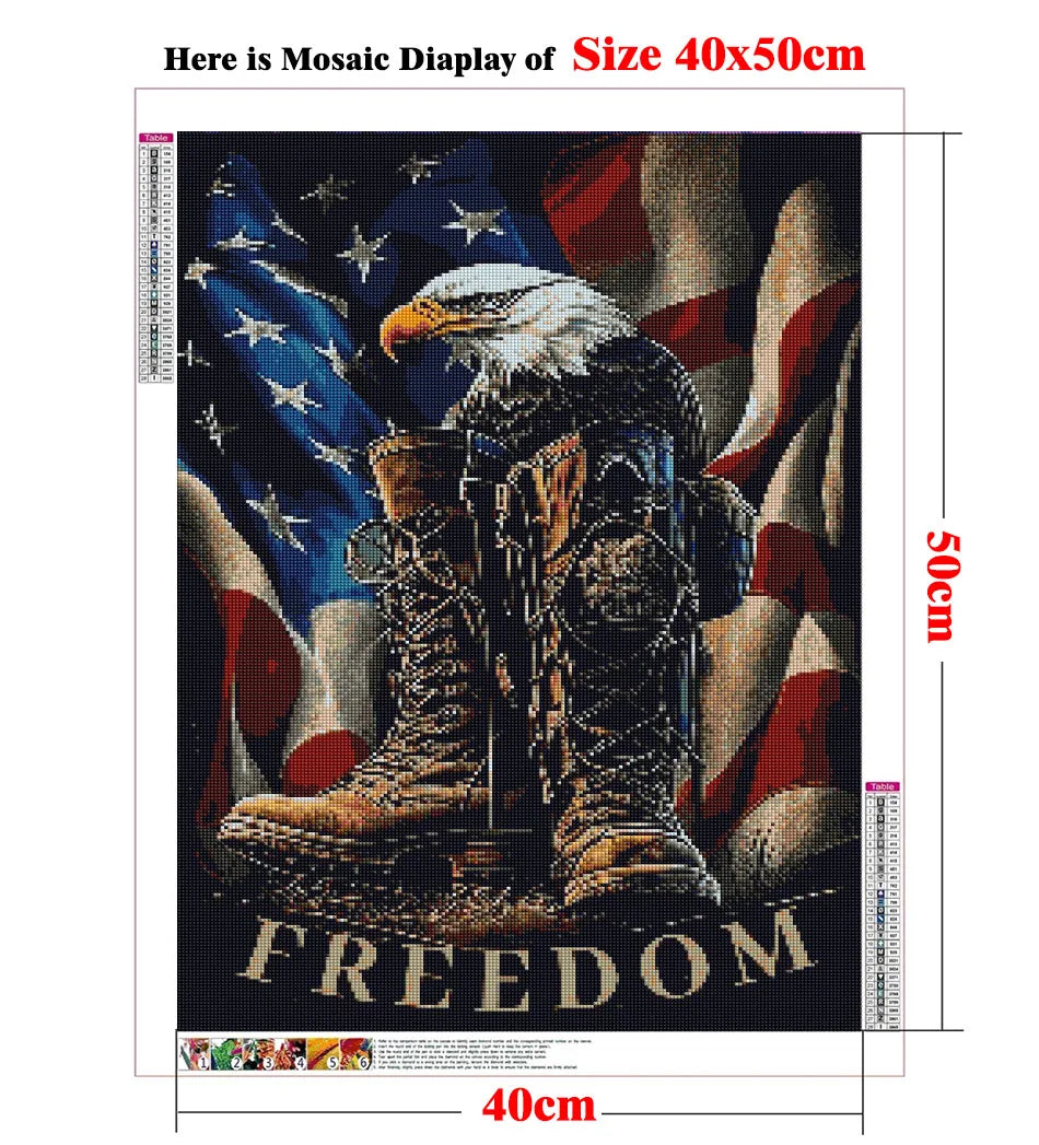 American Flag / Boots 5d DIY Diamond Painting Kits Full Square / Round Drills
