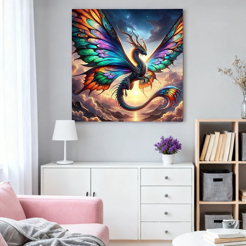 HUACAN DIY Diamond Painting Kit Dragon 5d Butterfly Full Square / Round Drills