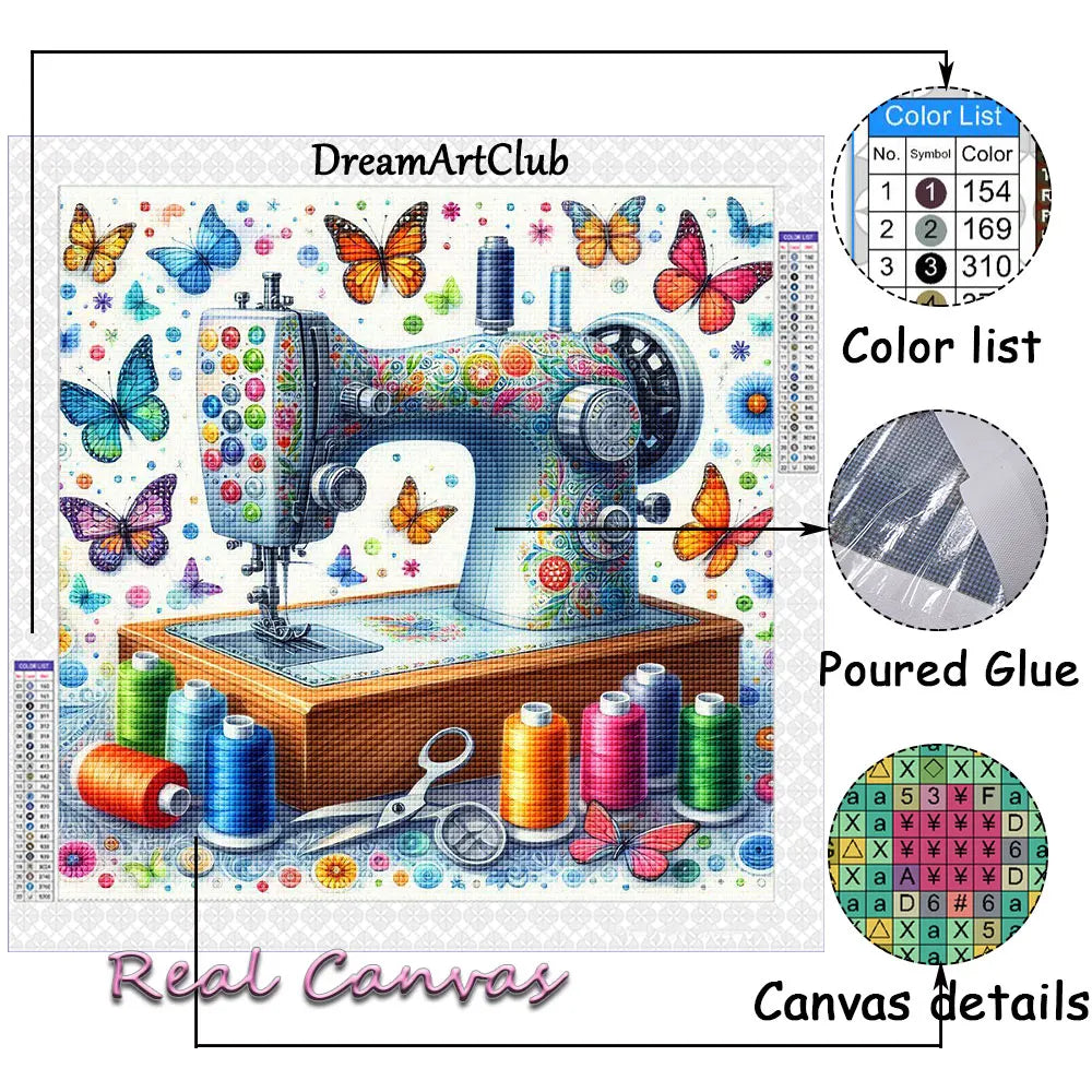Sewing Machine Diamond Painting Full Round Drill