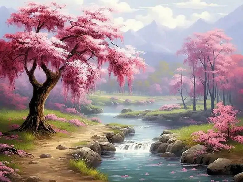Scenic Pink Tree 120 Colors Nabi Fairy Dust Diamond Painting Full Square / Round Drill