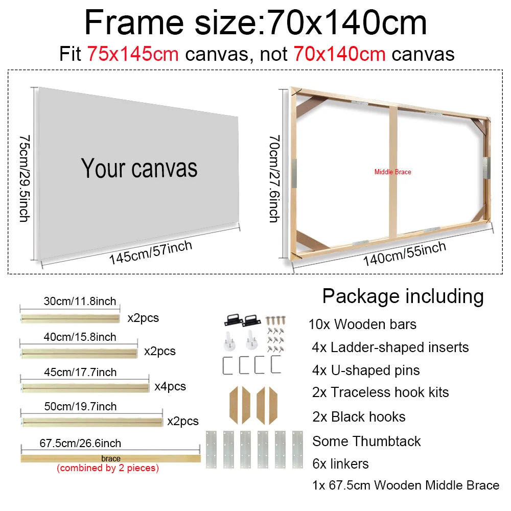 Various Sizes Canvas Frame, Wooden Frames Natural Wooden, Diamond Painting Frames Canvas, Wood Wall Frame