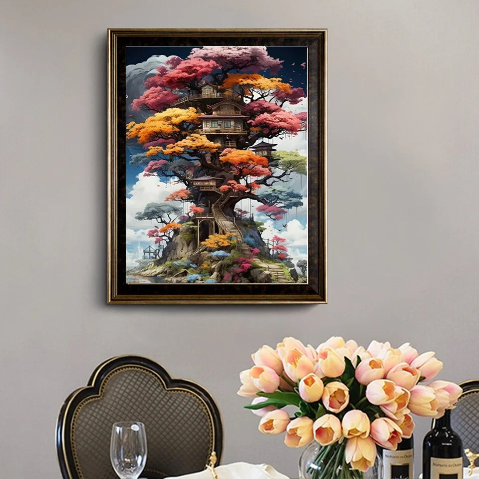 Evershine Diamond Mosaic Fantasy Tree House Landscape DIY 5D Painting Full Square / Round Drill