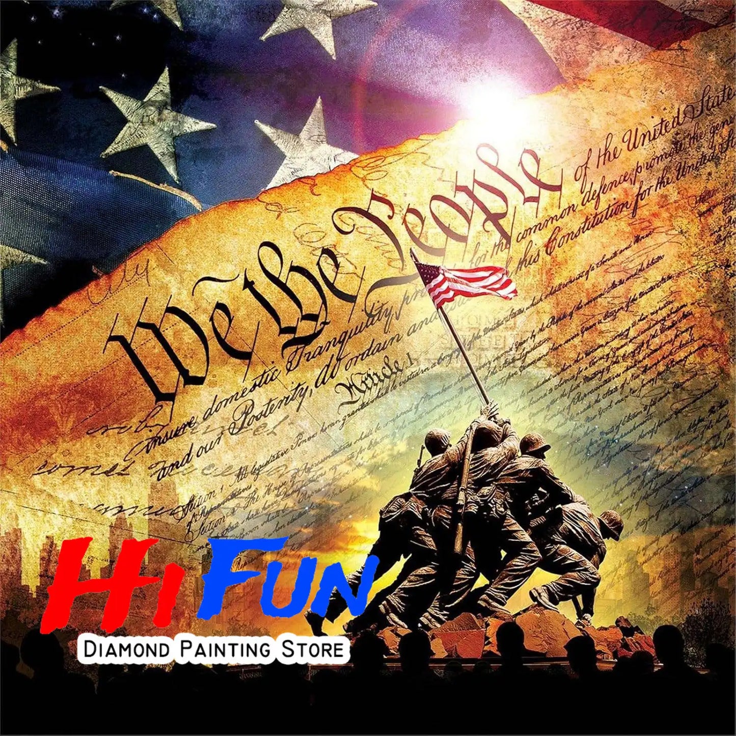 USA Red White Blue Eagle Flag, DIY Diamond Painting Kits Statue of Liberty, Square/Round Drills