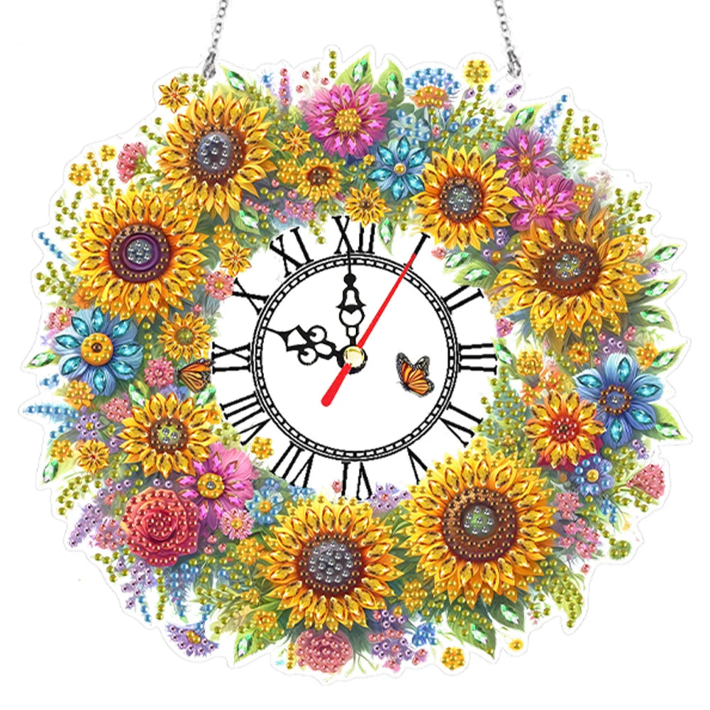 DIY Diamond Painting Kit Flower / Clock Decor, Diamond Painting For Coffee Living Room Home Decor Hanging Pendant