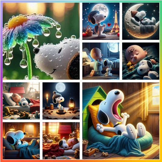 Kawaii Snoopy Cartoon Comics Diamond Painting, DIY Partial Round Drill