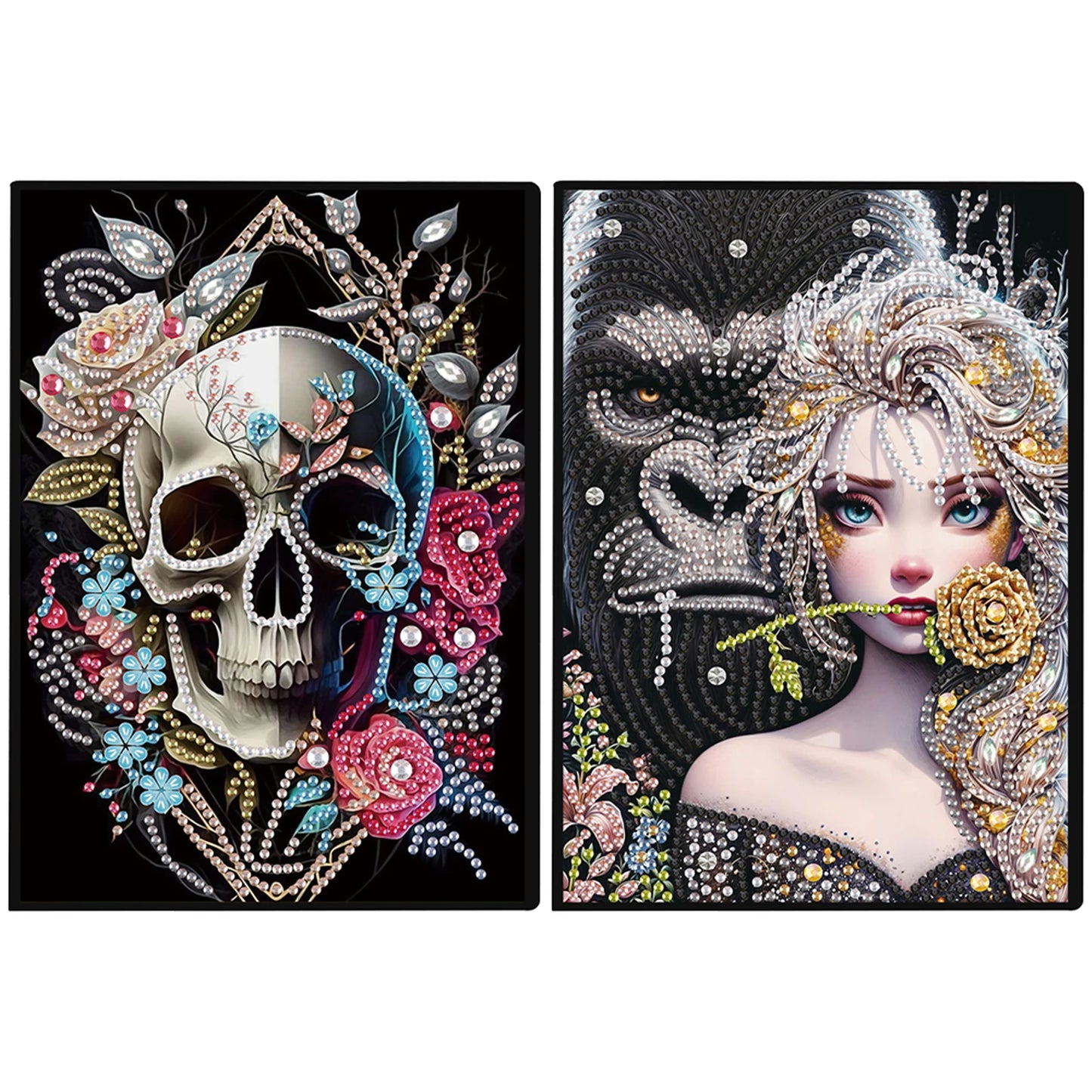 2pcs Partial DIY 50 Pages A5 Diamond Painting Notebook, Special Shaped 5D Crystal Art Painting Sketchbook