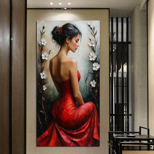 Sexy Red Dress Woman Elegant Goddess Large Size DIY Diamond Painting Full