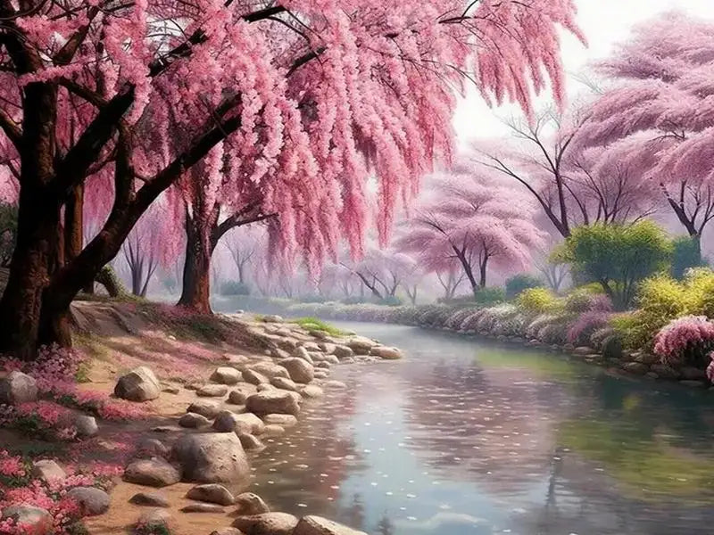 Scenic Pink Tree 120 Colors Nabi Fairy Dust Diamond Painting Full Square / Round Drill