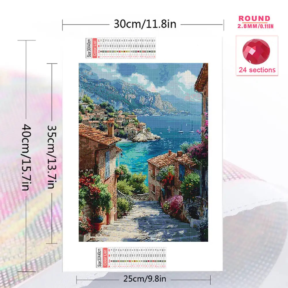 Momoart Diamond Painting Street Seaside Landscape DIY Full Square / Round Drill
