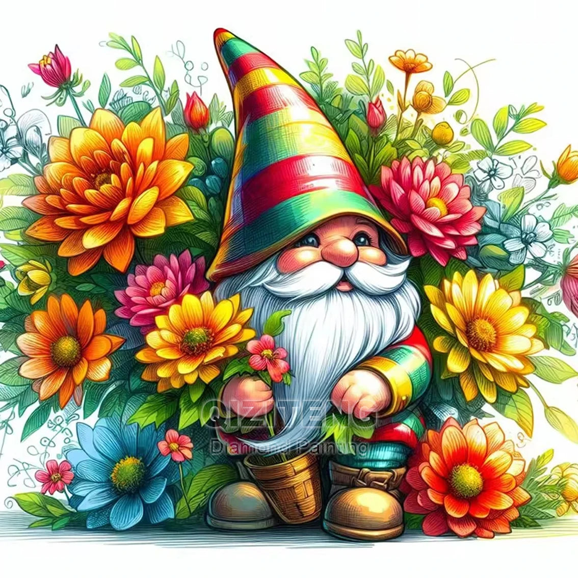 DIY Christmas Diamond Painting Gnome Full Diamond Mosaic Cartoon Elf Cross Stitch Set Art Festival Home Decoration Gift