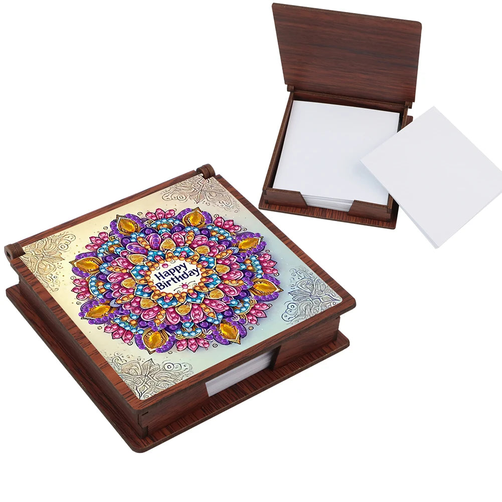 Wooden 5D Diamond Painting Kit Note Box With 160 Sheets Diamond Art Notebook Box For Home/ Office/ School Supplies