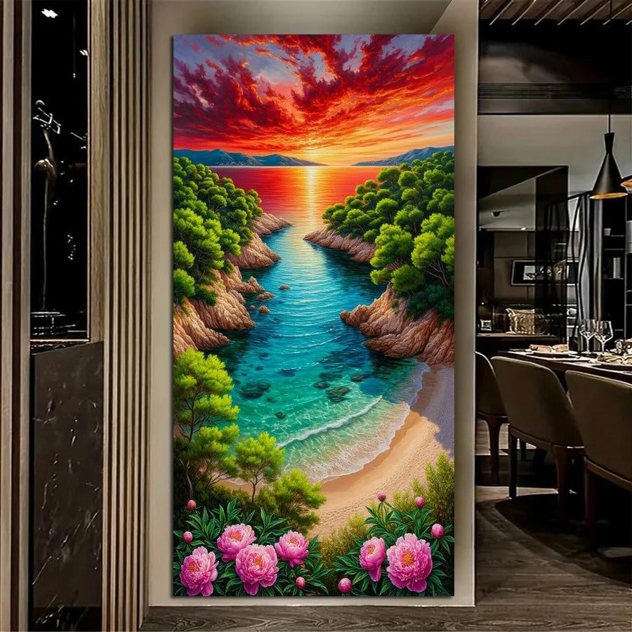 Beautiful Sea Scenery Picture Large Size Diy Diamond Art Painting Landscape Full Square Round Drill Mosaic Embroidery Kits