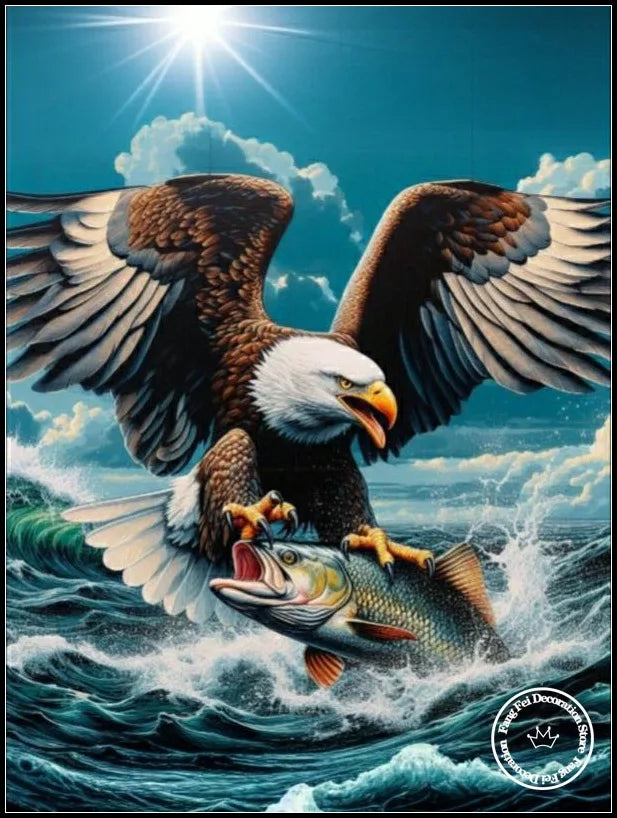 5D DIY Full Drill Eagle Animal Diamond Rhinestone Painting Bald Eagle Cross Stitch Kit Embroidery Picture Mosaic Home Decoration