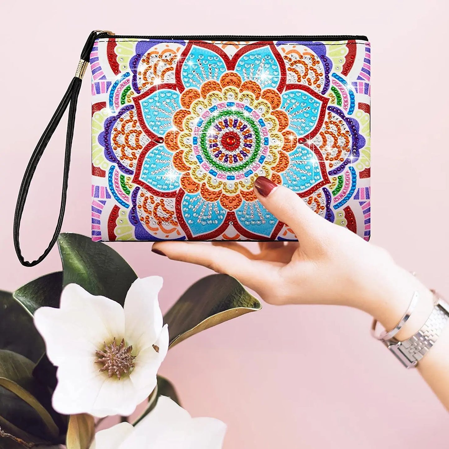 1pc DIY Purses Diamond Painting Mandala Kits for Adults One Sided Drill PU Leather Handbags Cactus Diamond Art Purses for Women