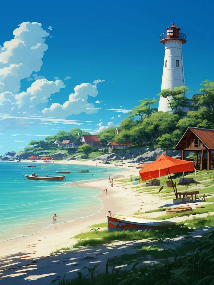 5D DIY Diamond Art Painting Kits Lighthouse Landscape Mosaic 2024 New Embroidery Cross Stitch Home Decor Children's Gift Crafts
