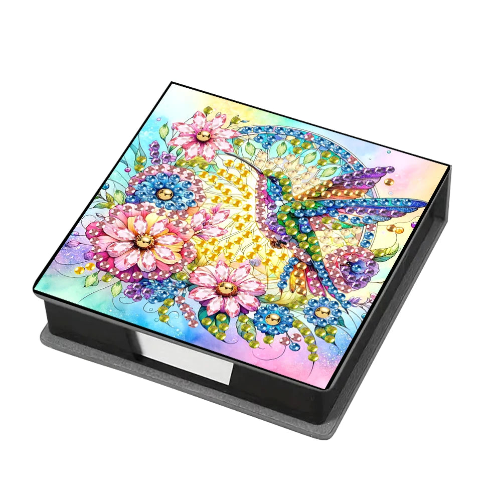 Wooden 5D Diamond Painting Kit Note Box With 160 Sheets Diamond Art Notebook Box For Home/ Office/ School Supplies