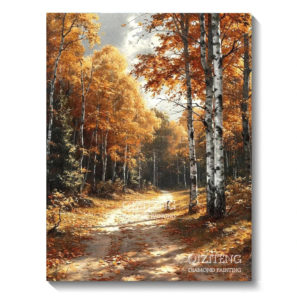 DIY 5D Diamond Painting Landscape Forest, Waterfalls, Scenic, Round Drill