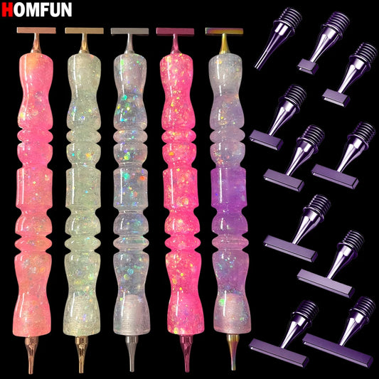 HOMFUN Diamond Painting Pen, Multifunctional Metal Screw Thread Tips Accessories