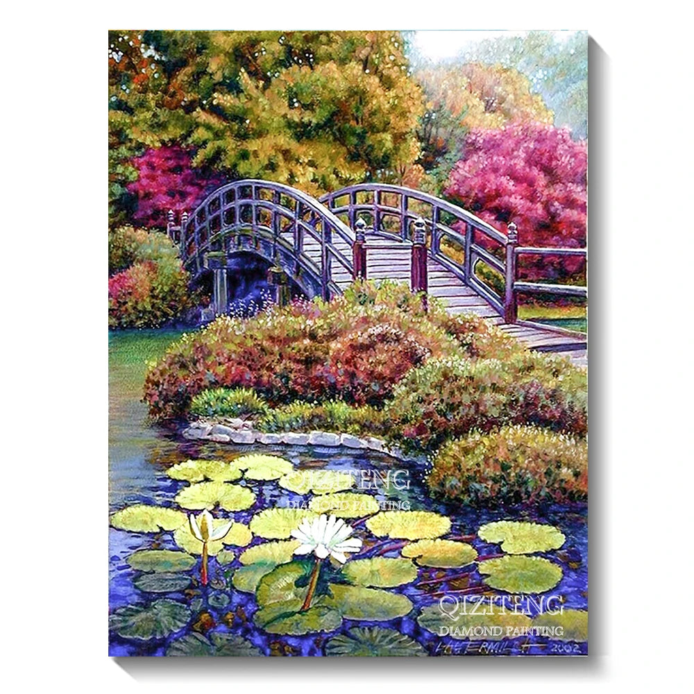 DIY 5D Diamond Painting Landscape Forest, Waterfalls, Scenic, Round Drill