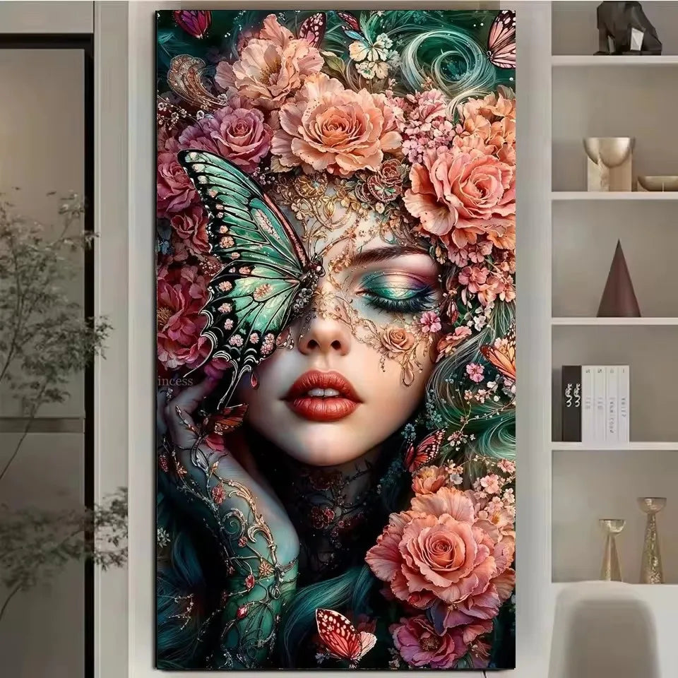 DIY Fantasy Colorful Woman Butterfly Square / Round Diamond Art, Large Size
