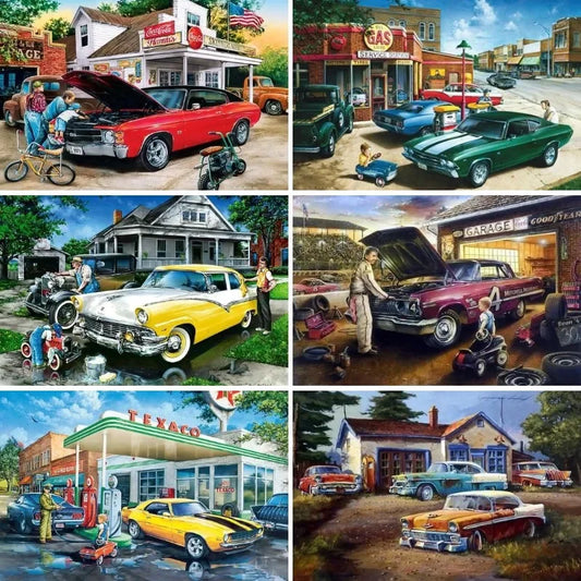 Vintage Classic Cars Diamond Painting, Square / Round Drill Diamond Art Kits, Automotive Art