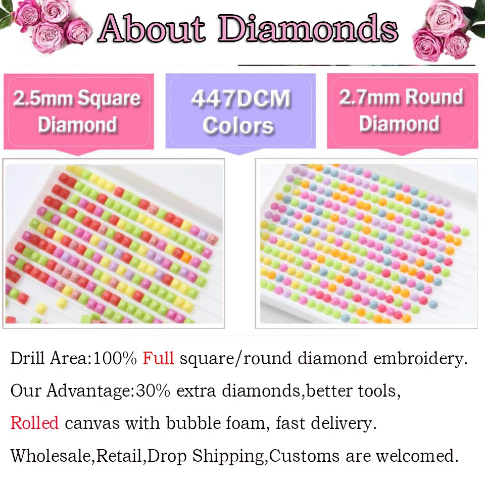 DIY Fantasy Colorful Woman Butterfly Square / Round Diamond Art, Large Size
