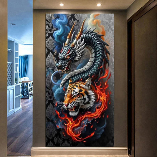 Dragon and Tiger Large Size DIY Diamond Painting Kits Full Square, Round Drill