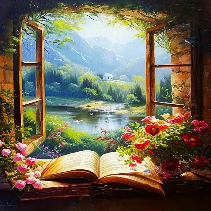 Huacan DIY Diamond Painting Landscape Window Flower Full Square / Round Drill