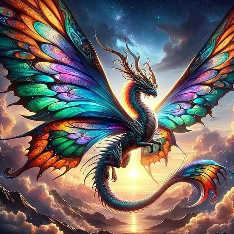 HUACAN DIY Diamond Painting Kit Dragon 5d Butterfly Full Square / Round Drills