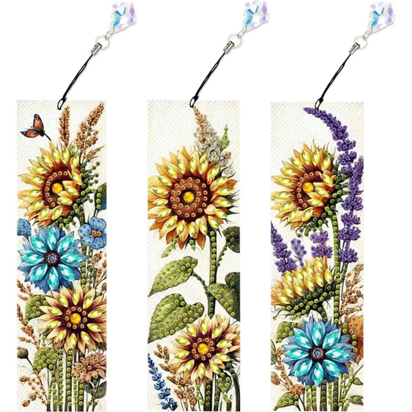 3Pcs Animal DIY Diamond Painting Bookmark With Crystal Pendants