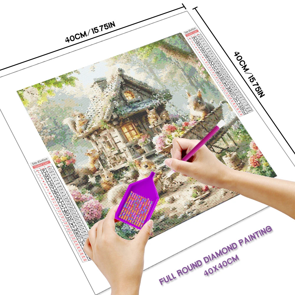Huacan DIY Diamond Painting Art Craft House Squirrel Landscape Full Round / Square Drill