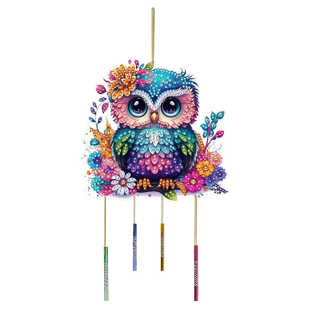 Double Sided Special Shaped Cute Animal Diamond Painting Hanging Wind Chime ,DIY 5D Crystal Rhinestone Wind Bell Kits Home Decor