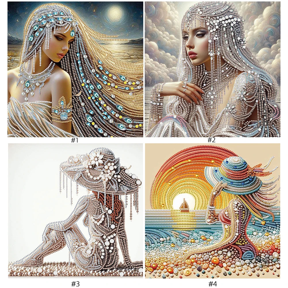 5D DIY Partial Special Shaped Drill Diamond Painting Kit Girls 30x30cm Unique Luster Painting and Resin Sequins