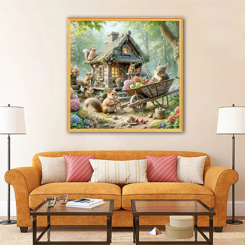 Huacan DIY Diamond Painting Art Craft House Squirrel Landscape Full Round / Square Drill