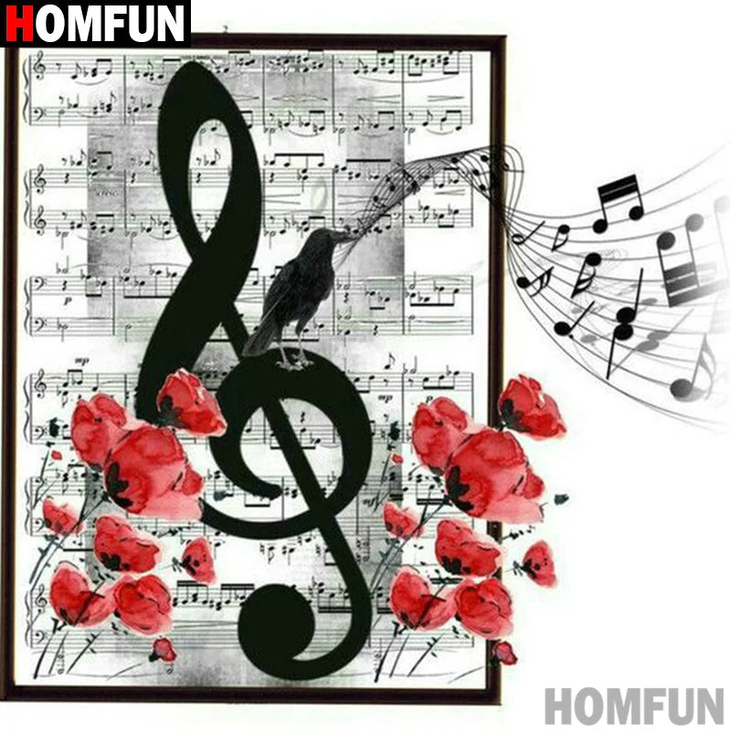 HOMFUN  "Sheet Music" Pattern DIY Diamond Painting Full Square / Round Diamond