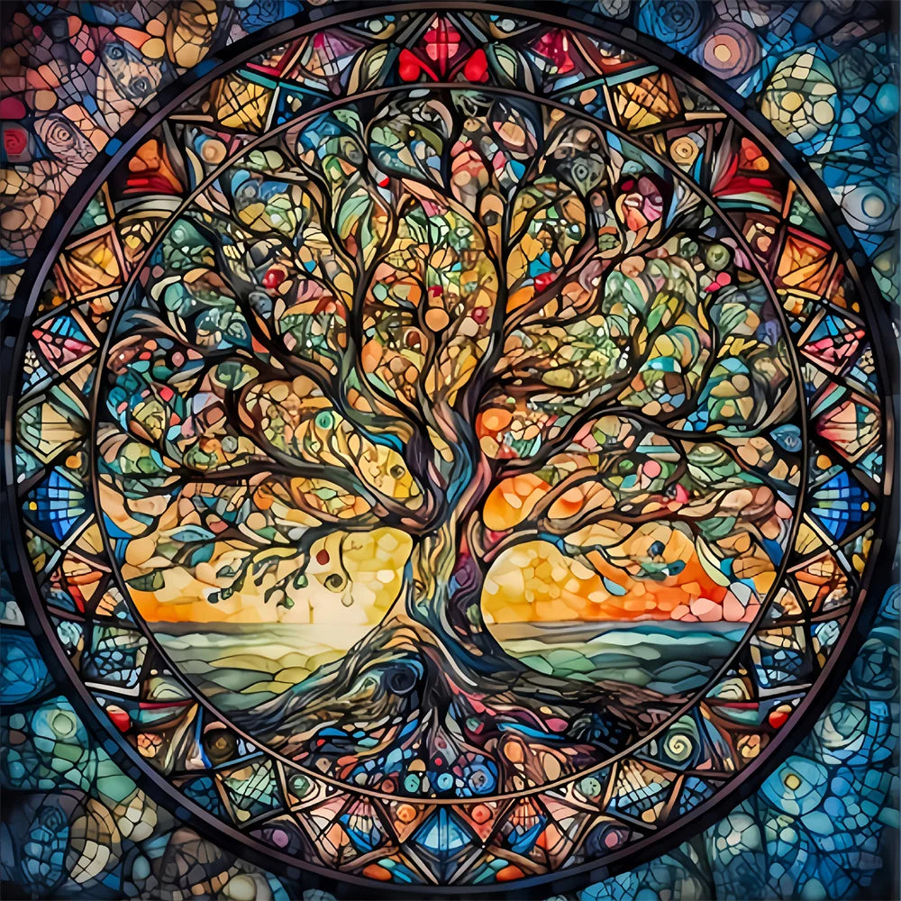 Huacan 5D DIY Diamond Painting Glass Tree Diamond Landscape Full Square / Round Drill